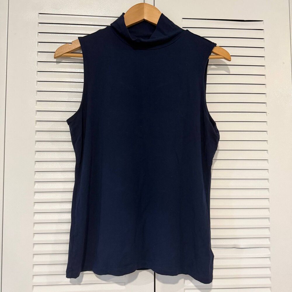 Lauren Ralph Lauren Navy Blue Sleeveless Turtleneck Mock Neck Top Women